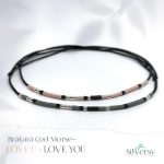 Set brățări cod Morse "LOVE YOU" din mărgele și argint 925