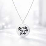 Lănțișor din argint cu pandantiv bănuț gravat You Make My Heart Smile, argint rodiat, 40 cm – Silversy