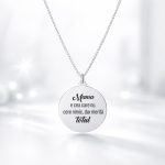 Lănțișor din argint cu pandantiv bănuț gravat Mama e cea care nu cere nimic, dar merita totul Smile, argint rodiat, 40 cm – Silversy