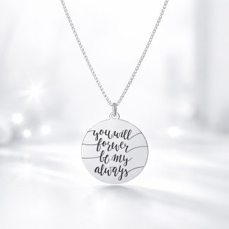 Lănțișor din argint cu pandantiv bănuț gravat You will forever be my always, argint rodiat, 40 cm – Silversy